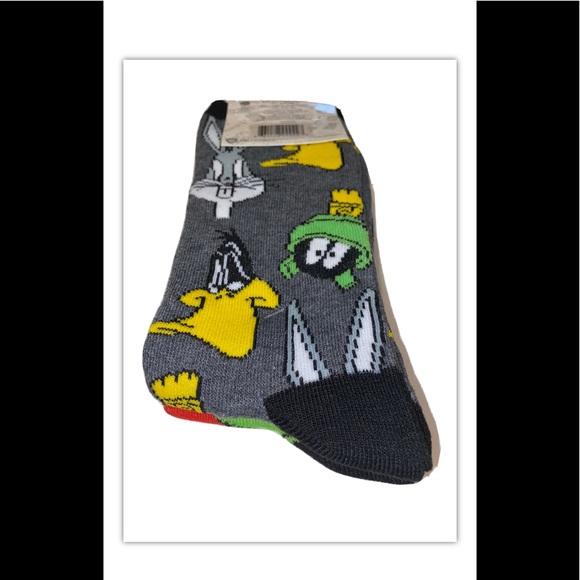 Bugs Daffy Marvin Sylvester Crew Socks 2Pair Men 6-12  Black Looney Tunes WB NEW - Picture 11 of 12